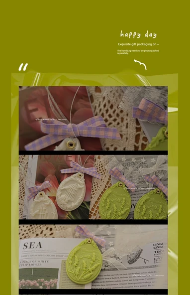 Alevsiz Oda Kokusu Mum Kolye - Beyaz Frezya Hikaye Koleksiyonu - Resim 10