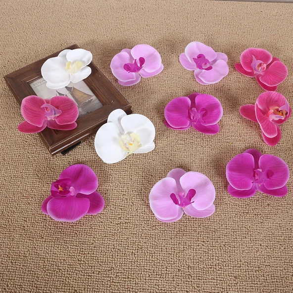 DIY PU Yapay Orkide Çiçek Başı - Açık Mor - 3