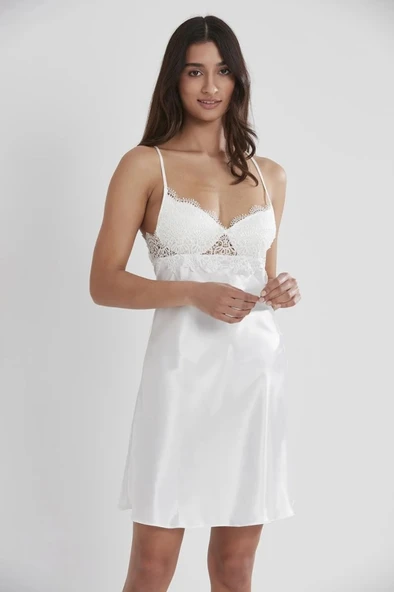 PİERRE CARDİN 6325 Ecru   Kısa Gecelikli Saten 6 Lı Çeyiz Seti - Resim 2