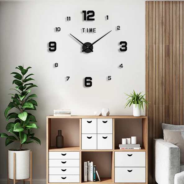 3D Kendin Yap Duvar Saati - Gümüş Mini Saniyeli 40x40CM - 9