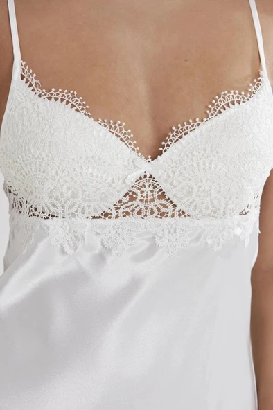 PİERRE CARDİN 6325 Ecru   Kısa Gecelikli Saten 6 Lı Çeyiz Seti - Resim 4