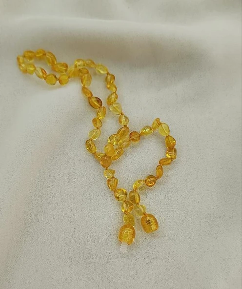 Kolye Kehribar Amber Doğaltaş Düğümlü Bebek Kolyesi 17873 - 4