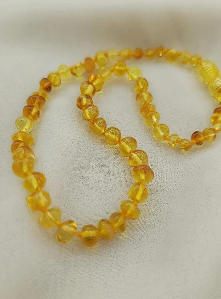 Kolye Kehribar Amber Doğaltaş Düğümlü Bebek Kolyesi 17873 - 3