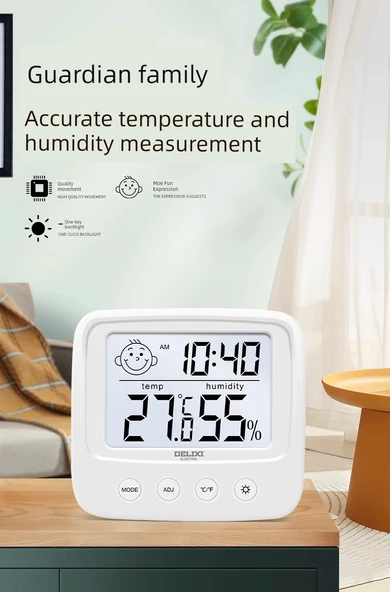 Klasik Dijital Termometre Higrometre - DM-1029 Beyaz - 8