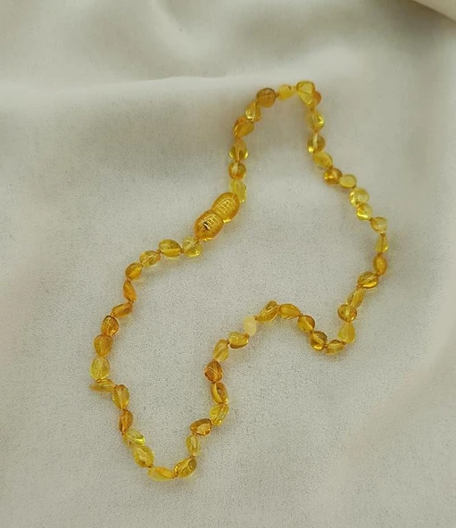 Kolye Kehribar Amber Doğaltaş Düğümlü Bebek Kolyesi 17873 - 6