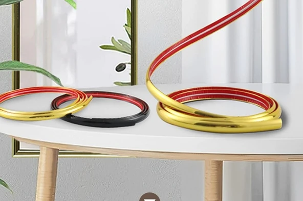 Kendinden Yapışkanlı Ayna Kenarı Dekoratif Şerit - Parlak Siyah - 1.2cm x 10m - 8