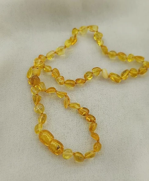 Kolye Kehribar Amber Doğaltaş Düğümlü Bebek Kolyesi 17873 - 5