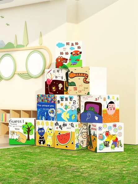 Kitap Köşesi Çizim Kitabı Kütüphane Hikaye Kutusu B10001 Resimli Kitap Kutusu-a A- KT Kartı - Küçük Boy - Resim 3