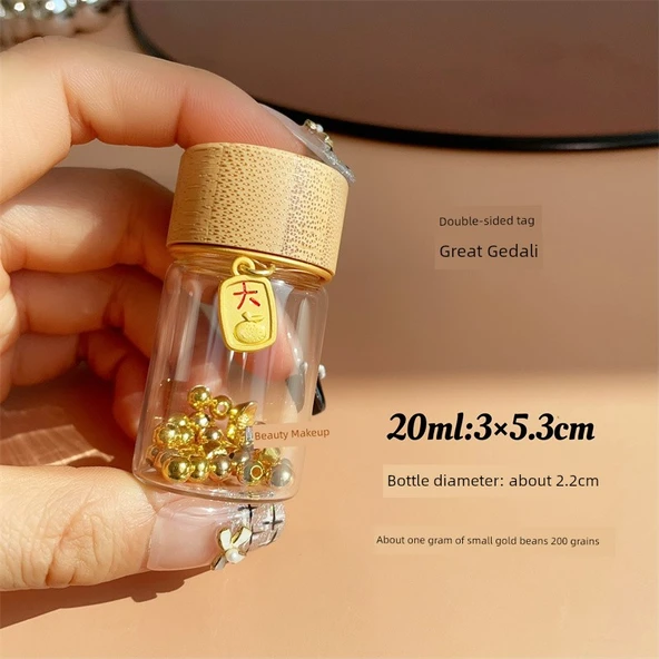 Mini Cam Saklama Şişesi 20ml Bambu Kapaklı - Daji Etiketli
