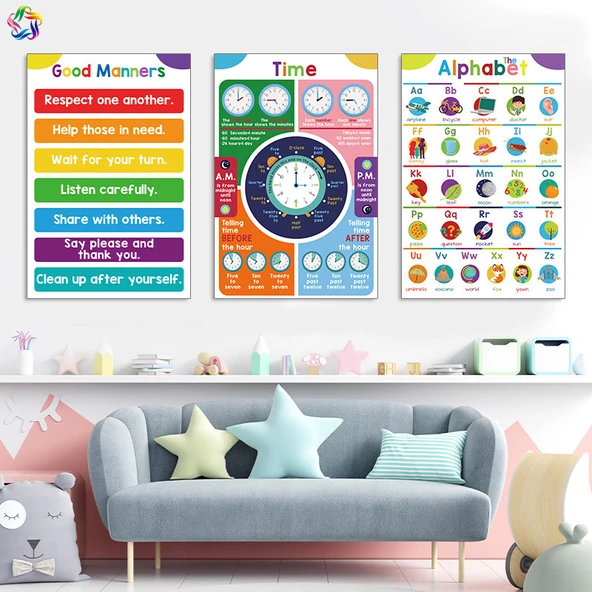 Çocuk Odası İngilizce 12'li Set Duvar Sticker - T54 Set - Büyük Boy - 2