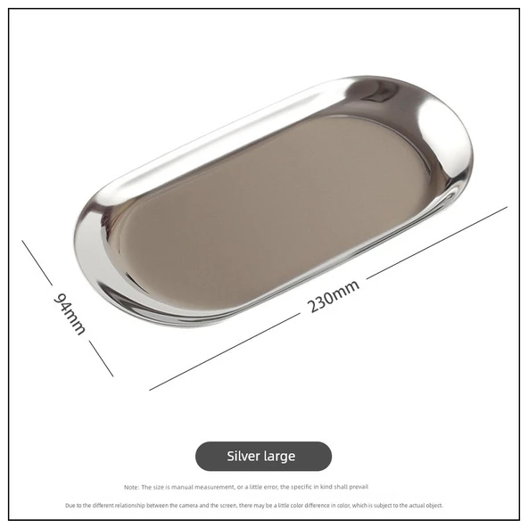 Nordik Tarzı Aynalı Takı Saklama Tepsisi - Zhiya Gümüş Büyük Boy 23x9.4cm