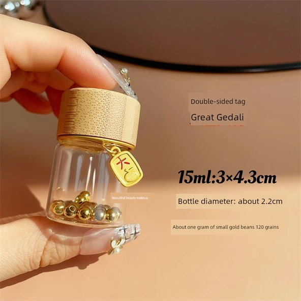 Mini Cam Saklama Şişesi 15ml Bambu Kapaklı - Daji Etiketli