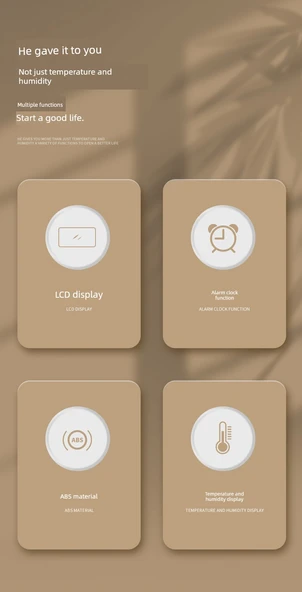 Dijital Termometre ve Higrometre - Saatli Büyük Ekran 5 Kancalı - Resim 9