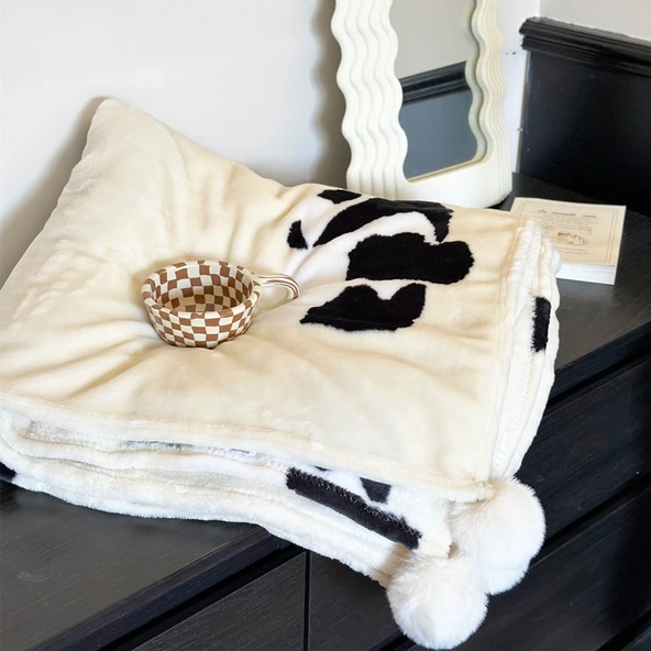Panda Kürklü Toplu Flanel Battaniye - 150x200cm