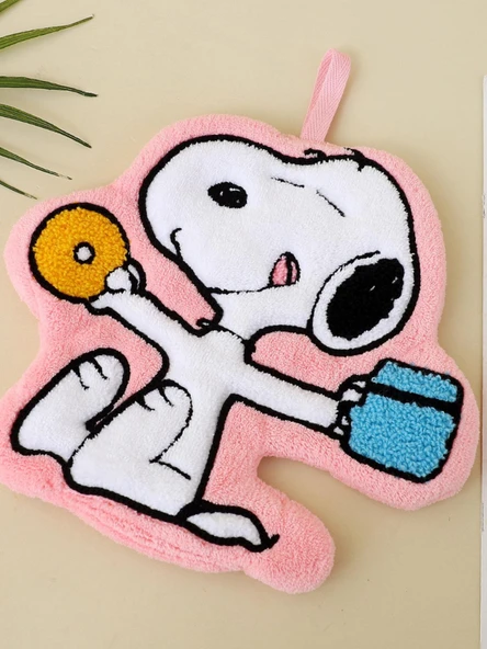 Yıldız Snoopy Desenli Coral Polar Asılı El Havlusu - 18x21 cm - 6