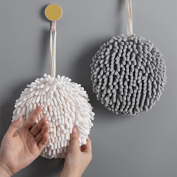 Şönil El Kurulama Top Havlusu - Gri + Mavi, 170x170x40mm - 4