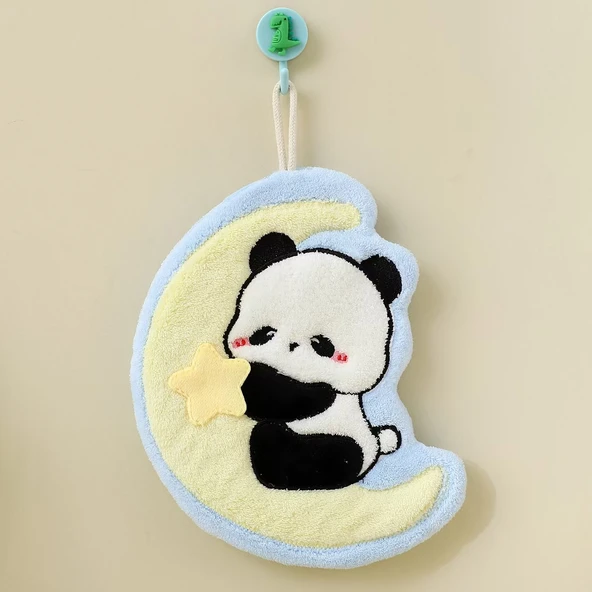 Sevimli Panda El Havlusu - Ay Panda Desenli - Üç Katmanlı