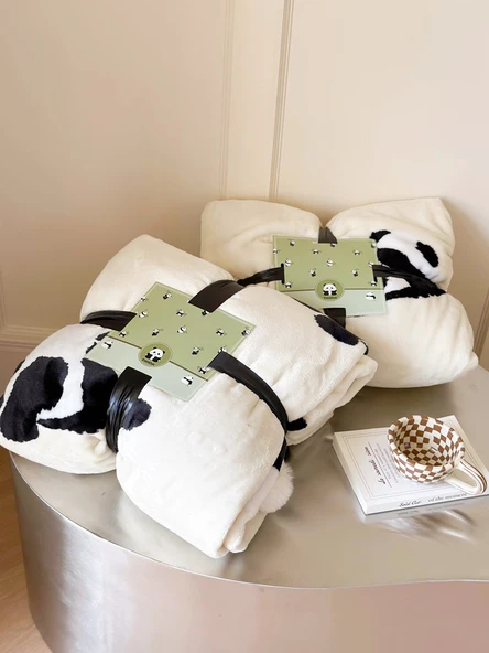 Panda Kürklü Toplu Flanel Battaniye - 150x200cm - 3