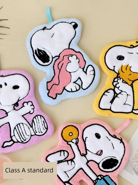 Yıldız Snoopy Desenli Coral Polar Asılı El Havlusu - 18x21 cm - 3
