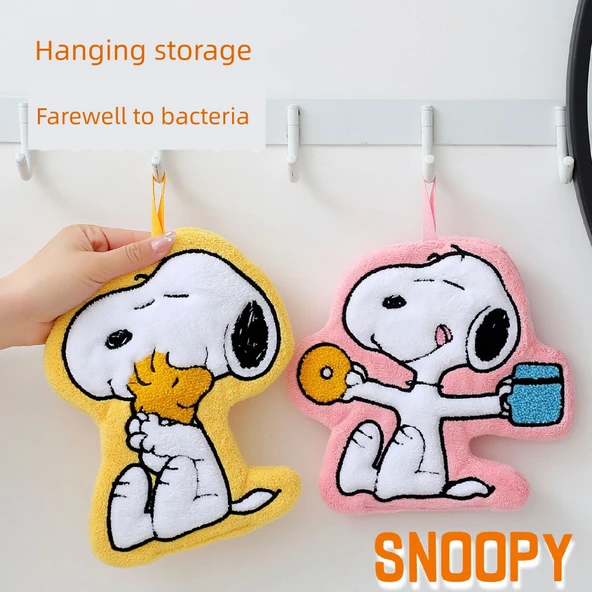 Yıldız Snoopy Desenli Coral Polar Asılı El Havlusu - 18x21 cm - 8