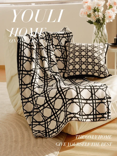 İskandinav Örgü Battaniye - Roman Holiday-Deep Black 130x170 - 6