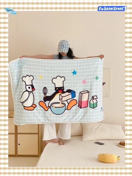 Sevimli Çizgi Film Kahve Desenli Polar Battaniye - 95x145cm - 3