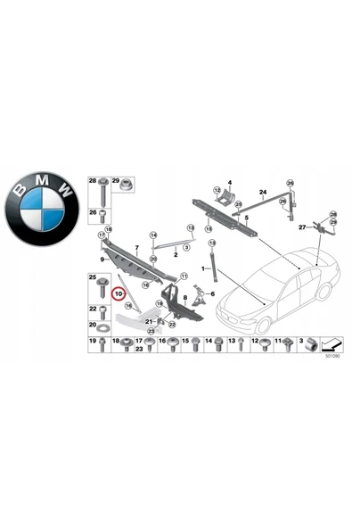 gkl F10 5 Serisi F07 7 Serisi Panel Destek Kolu Sağ 2011- 51647187096 - 2