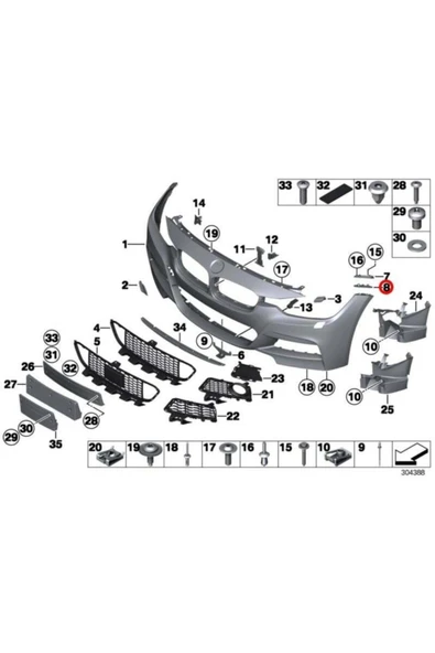 KARparts Bmw F30 Ön Alt Sol Tampon Braketi 51117279711 - 2