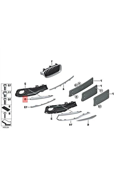 gkl Bmw 3 Serisi F30 Tampon Izgara Çıtası Sağ Ön 51117397616 - 2