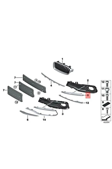 gkl Bmw 3 Serisi F30 Tampon Izgara Çıtası Sol Ön 51117397615 - 2