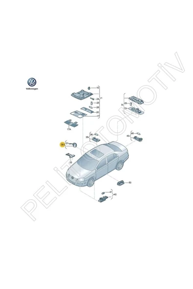 PELİTOTOMOTİV Golf Plus Sunroof Açma Düğmesi 1k0959613a (2005-2009) Gri - 2
