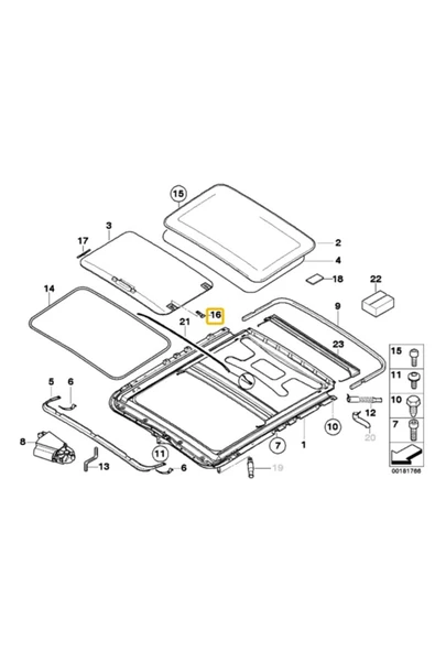 KlipsSepeti Bmw E46 Sunroof Sol Kızak Çıta Klips 54138246027 - 2