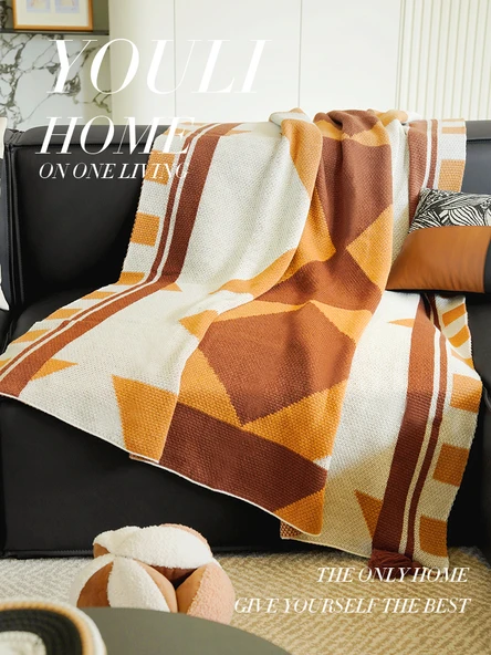 Etnik Stil Örme Yastık Kılıfı - İngiliz Siyah Beyaz Çizgili Kare 45x45cm - Yastık Kılıfı + İç Dolgu - 5