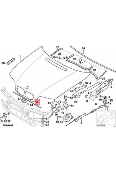 gkl Bmw 3 Serisi E46 Ön Kaput Açma Teli 1999-2006 51238208630 - 2