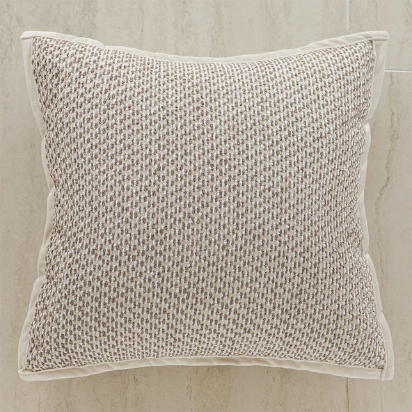 Geometrik Desenli Lüks Yastık - Küçük Kahve Nokta 45x45 cm (İç Dolgulu)