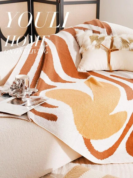 Retro Dokuma Yastık Kılıfı - Kahverengi Kenarlı Bereket Desenli Kare - 45x45cm - İç Dolgulu - Resim 6