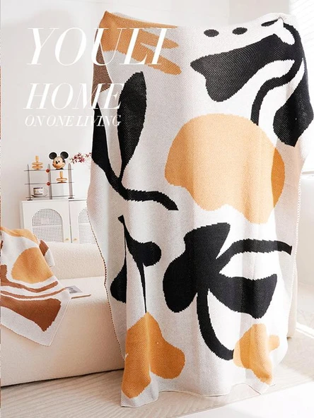 Retro Dokuma Yastık Kılıfı - Kahverengi Kenarlı Bereket Desenli Kare - 45x45cm - İç Dolgulu - Resim 3