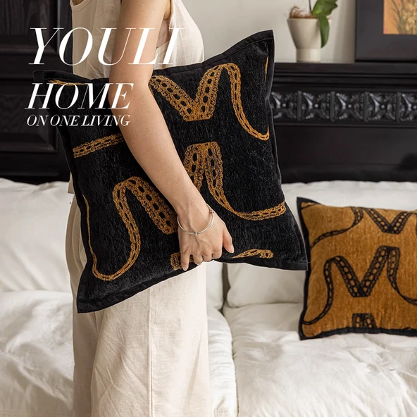 Kahverengi Gingham Büzgülü Kare Yastık Kılıfı 45x45cm - Sadece Yastık Kılıfı - 2