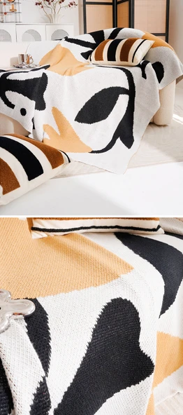 Retro Dokuma Yastık Kılıfı - Kahverengi Kenarlı Bereket Desenli Kare - 45x45cm - İç Dolgulu - Resim 11