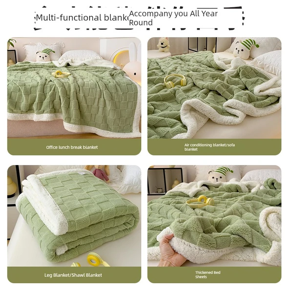 Kareli Polar Battaniye - Gümüş Gri 100x150cm - 6