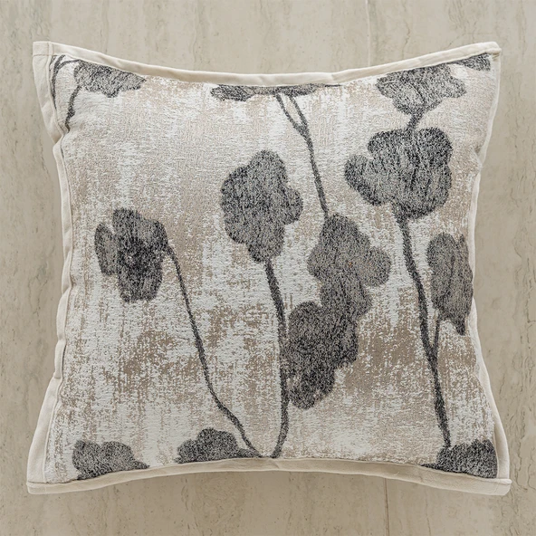Geometrik Desenli Lüks Yastık Kılıfı - Haki Lotus Derin Kahve 45x45 cm