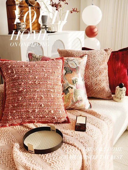 Krem Beyaz Kadife Yastık Kılıfı - Kare 45x45cm - Sadece Kılıf - 2