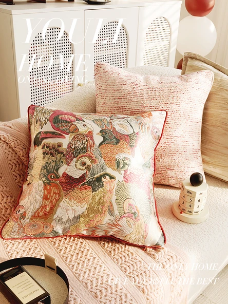 Krem Beyaz Büyük Dokulu Yastık Kılıfı - Mısır Yünü 45x45cm - Sadece Kılıf - 5