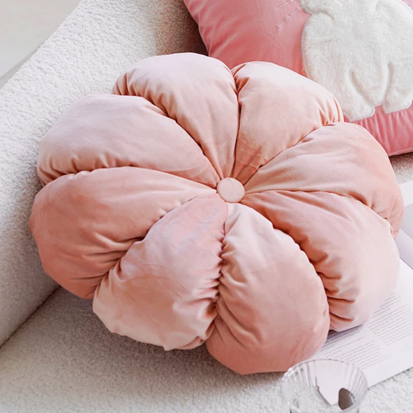 Çocuk Odası Sevimli Tavşan Yastık Kılıfı - Çiçek Goncası Desenli Koyu Pembe 45cm - Yastık Kılıfı + İç Dolgu