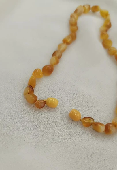 Kolye Kehribar Amber Doğaltaş Düğümlü Bebek Kolyesi 17874 - 4