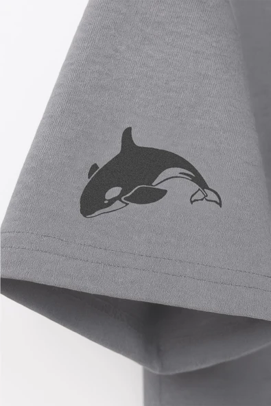 Erkek Bisiklet Yaka Basic Düz Kısa Kollu Gri T-shirt - 8