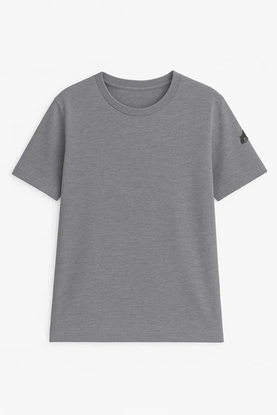 Erkek Bisiklet Yaka Basic Düz Kısa Kollu Gri T-shirt - 6