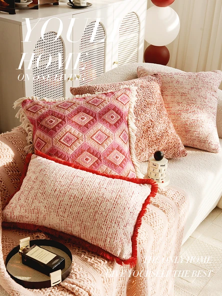 Retro Fransız Tarzı Yastık Kılıfı - Süt Beyazı Kapitone İçbükey-Dışbükey Dikdörtgen 30x50cm - Sadece Yastık Kılıfı - 5