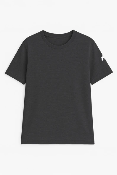 Erkek Bisiklet Yaka Basic Düz Kısa Kollu Gri T-shirt - 10