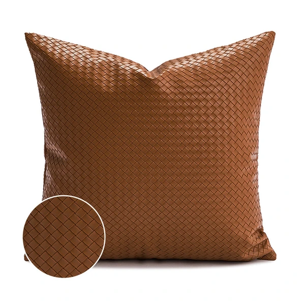 İskandinav Modern Yastık Kılıfı - Kahverengi BV Dokuma Kare 45x45cm - Kılıf + İç Dolgu